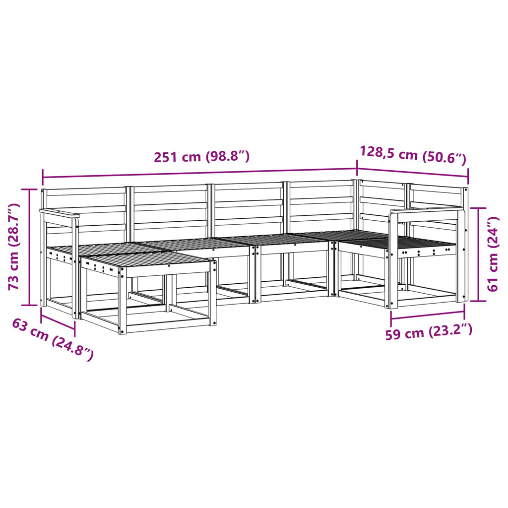 Outdoor-Sofagarnitur 6 pcs Weiß Massivholz Akazie