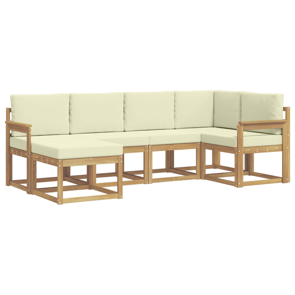 Outdoor-Sofagarnitur mit Kissen 6 pcs Weiß und Creme Polyester