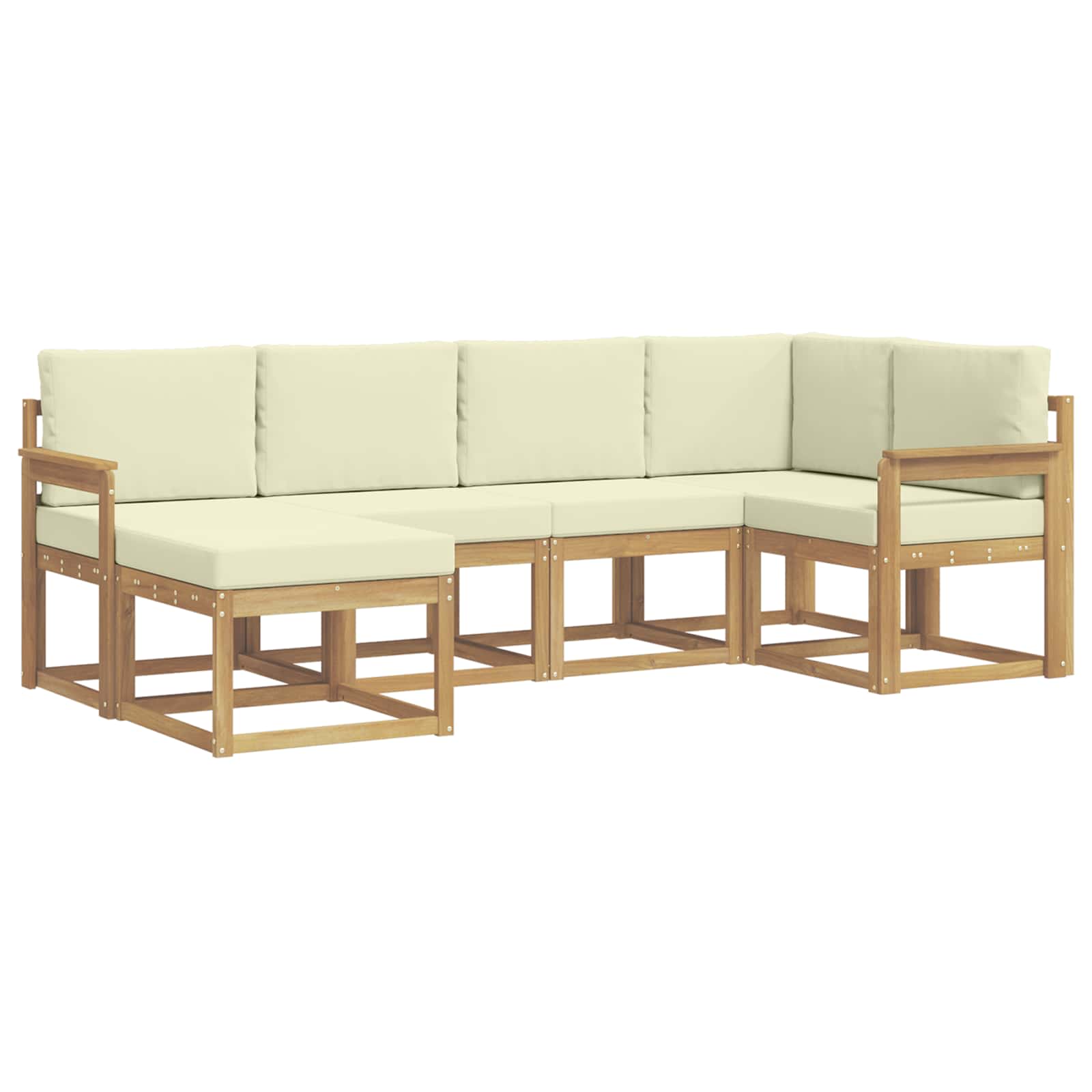 Outdoor-Sofagarnitur mit Kissen 6 pcs Weiß und Creme Polyester
