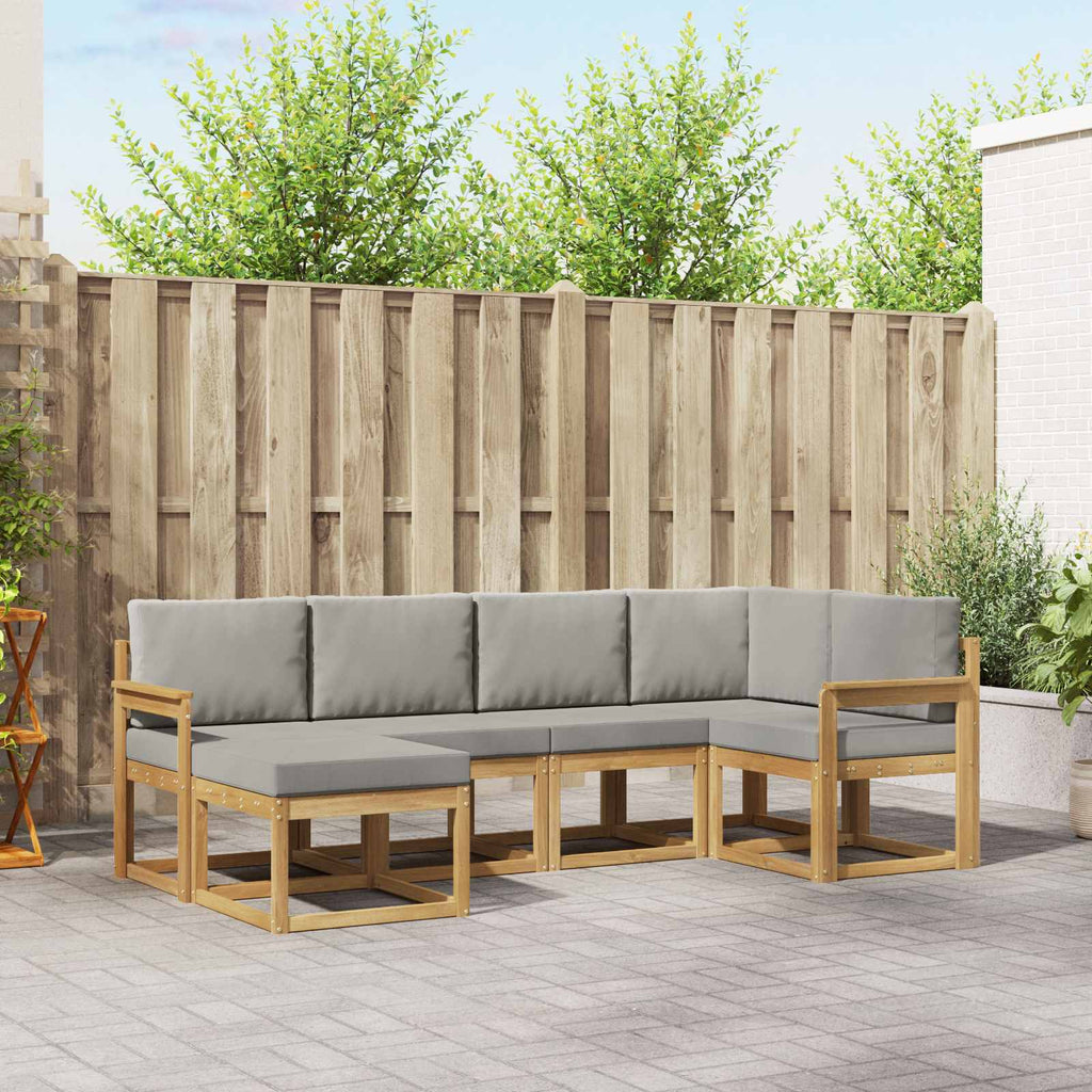 Outdoor-Sofagarnitur 6 pcs Weiß und Hellgrau