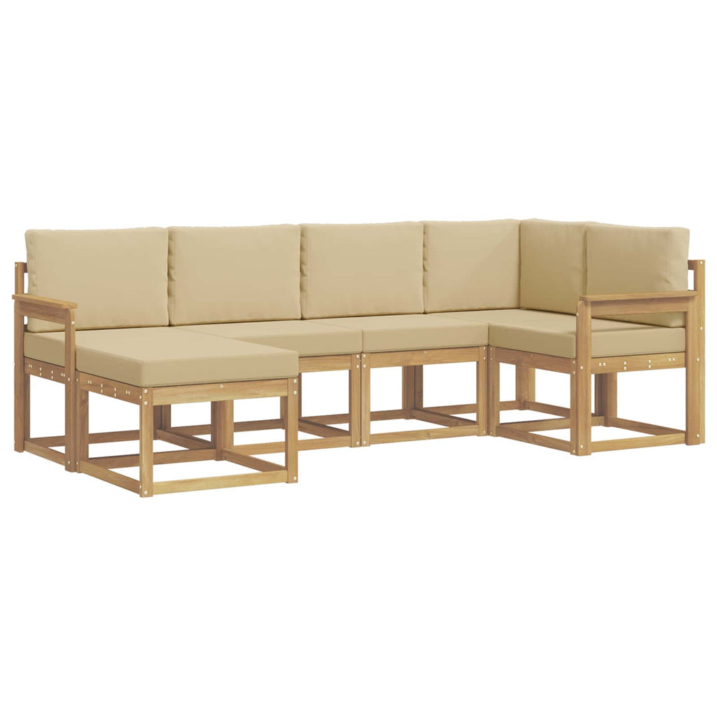 Outdoor-Sofagarnitur mit Kissen 6 pcs Weiß und Beige Polyester