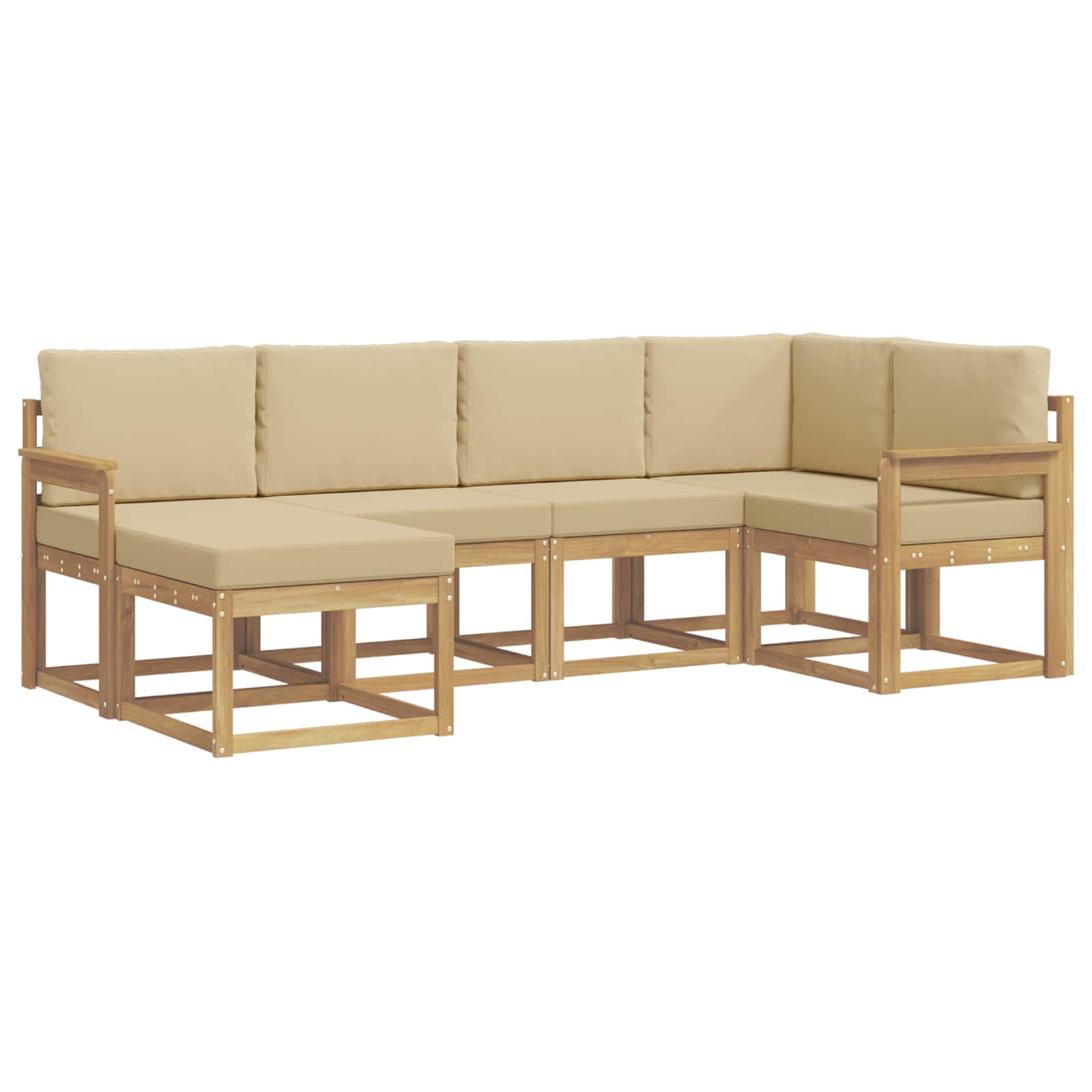 Outdoor-Sofagarnitur mit Kissen 6 pcs Weiß und Beige Polyester