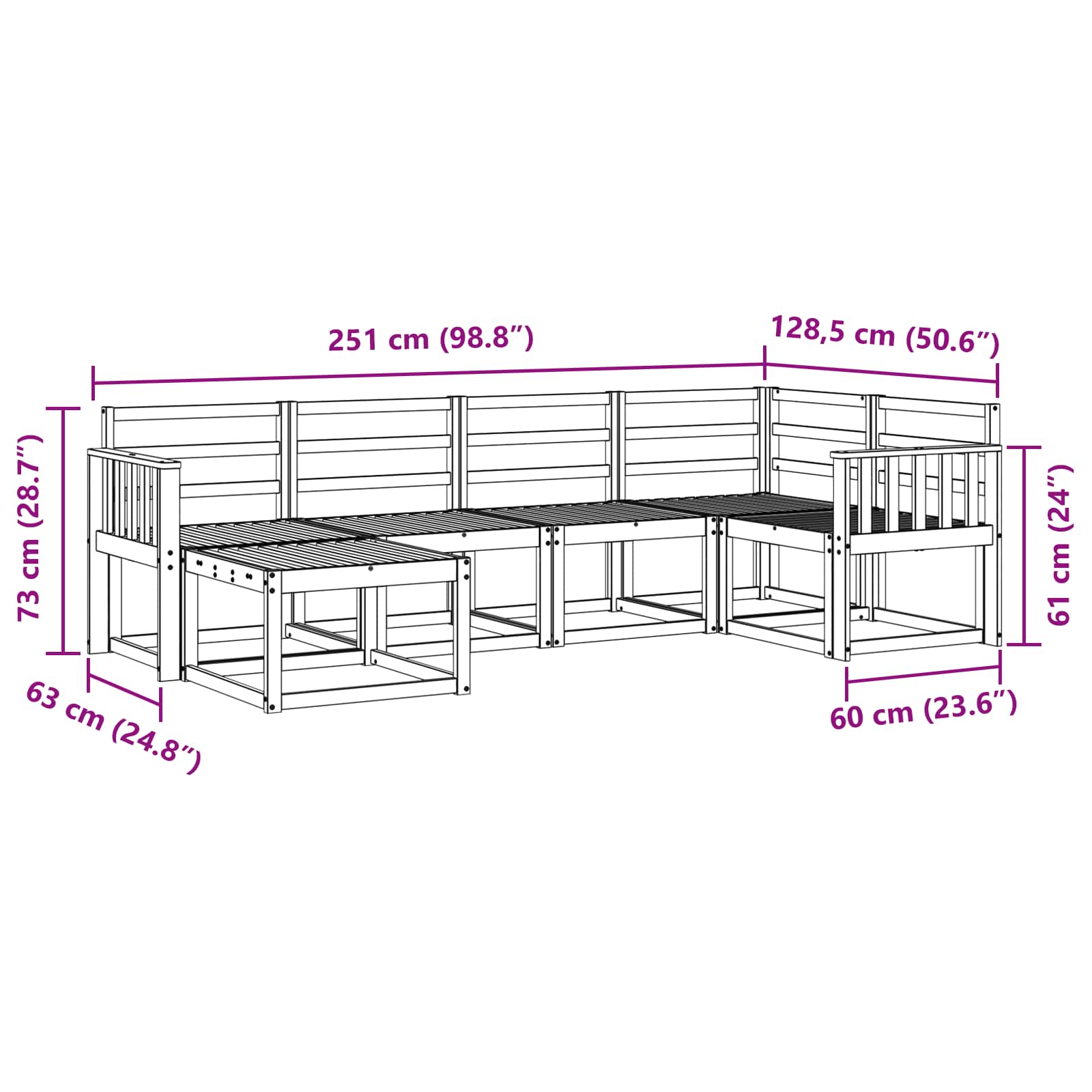 Outdoor-Sofagarnitur 6 pcs Weiß Massivholz Akazie