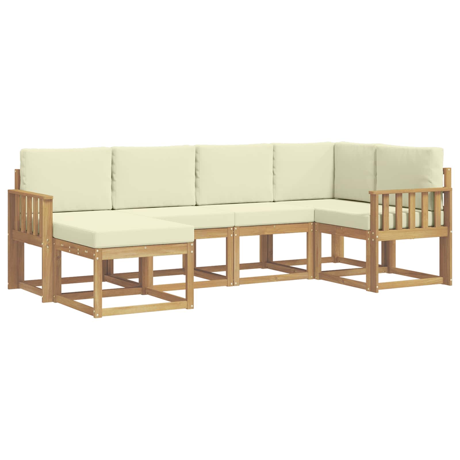 Outdoor-Sofagarnitur mit Kissen 6 pcs Weiß und Creme Polyester