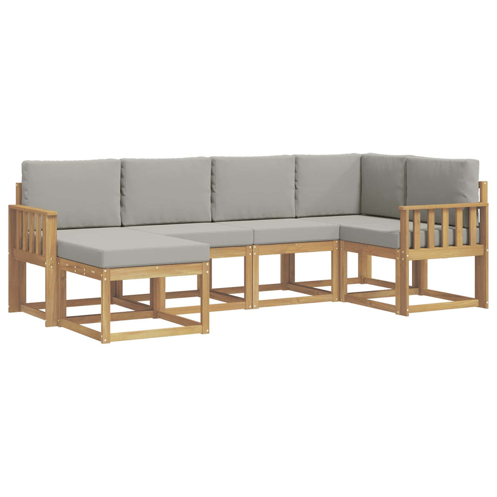 Outdoor-Sofagarnitur 6 pcs Weiß und Hellgrau