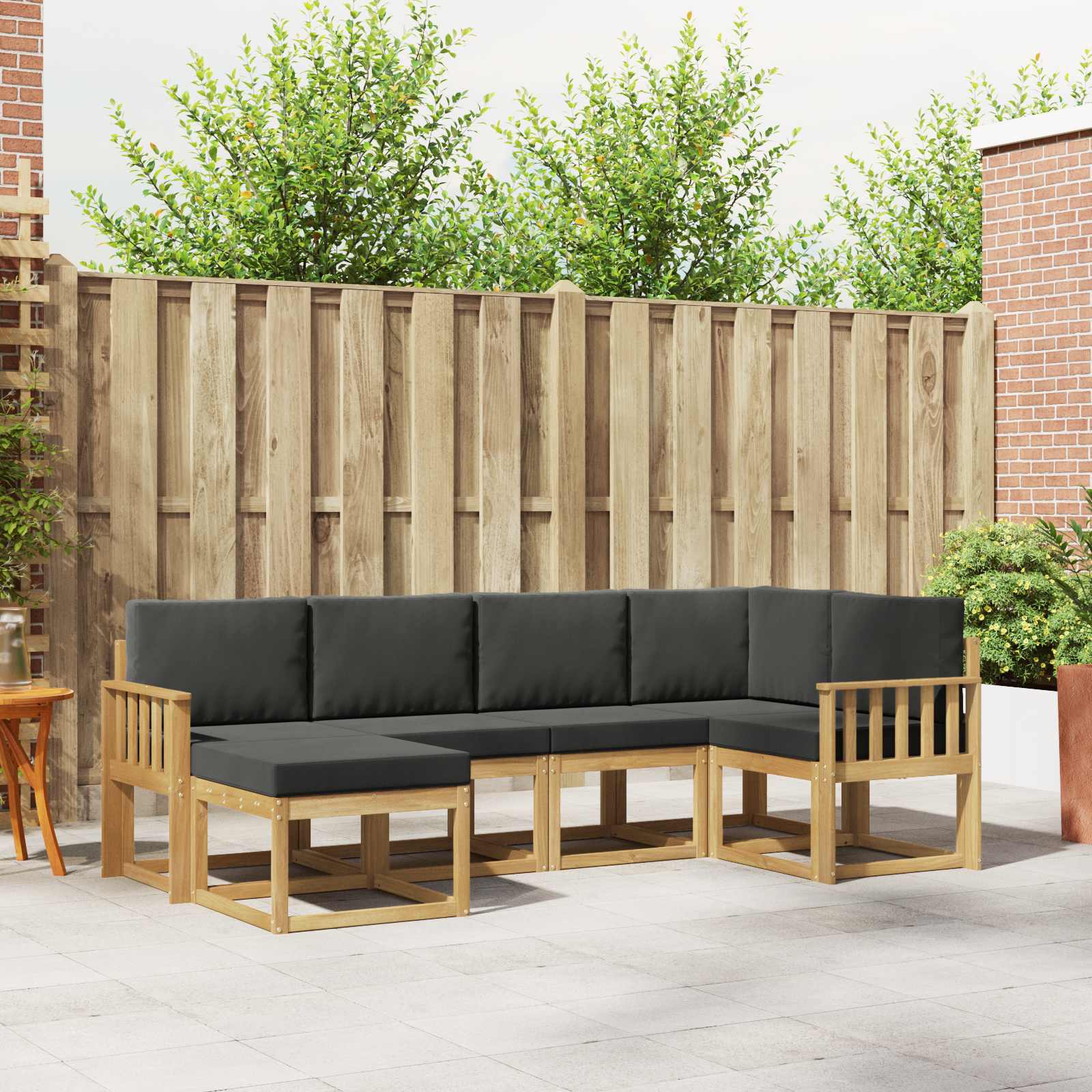 Outdoor-Sofagarnitur 6 pcs Weiß und Anthrazit Polyester
