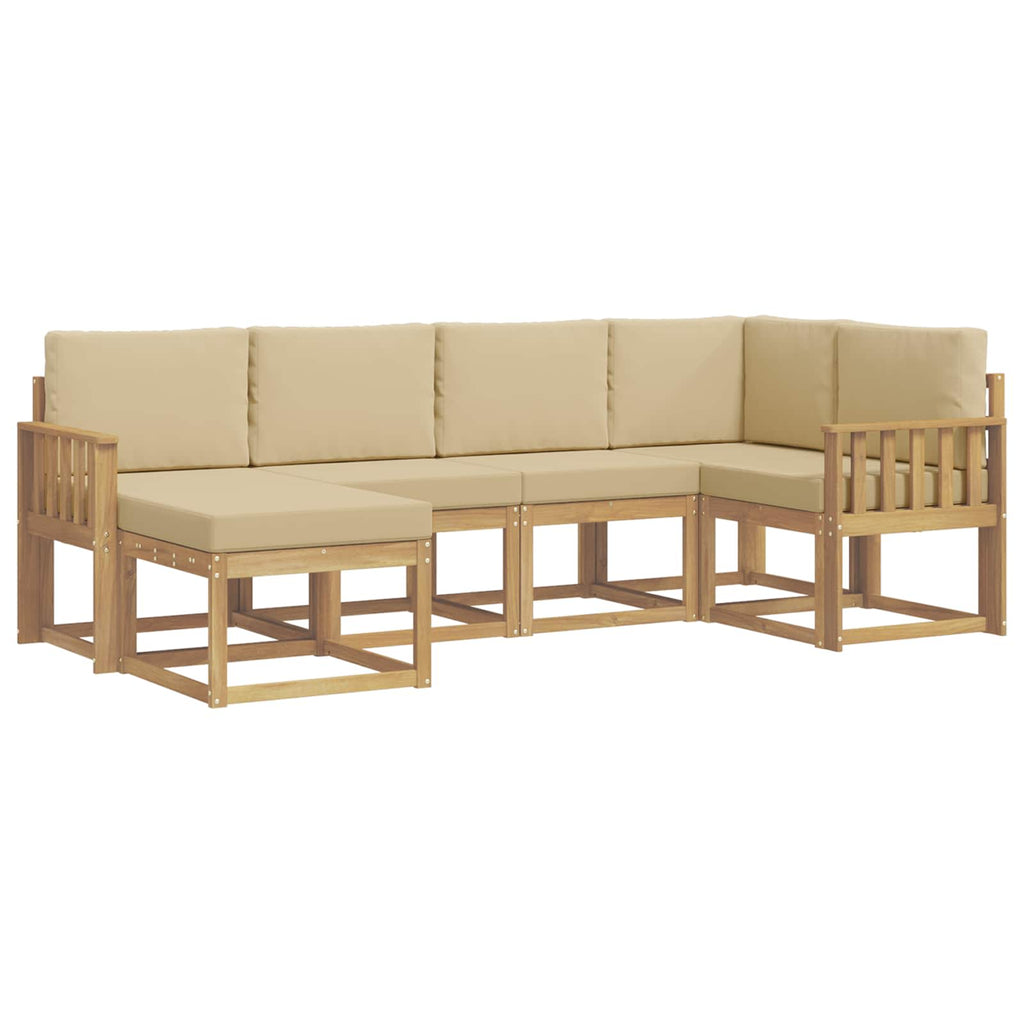 Outdoor-Sofagarnitur mit Kissen 6 pcs Weiß und Beige Polyester