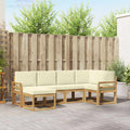 Outdoor-Sofagarnitur mit Kissen 6 pcs Weiß und Creme Polyester