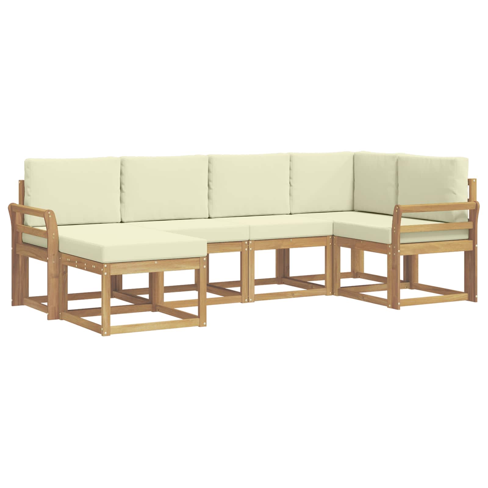 Outdoor-Sofagarnitur mit Kissen 6 pcs Weiß und Creme Polyester
