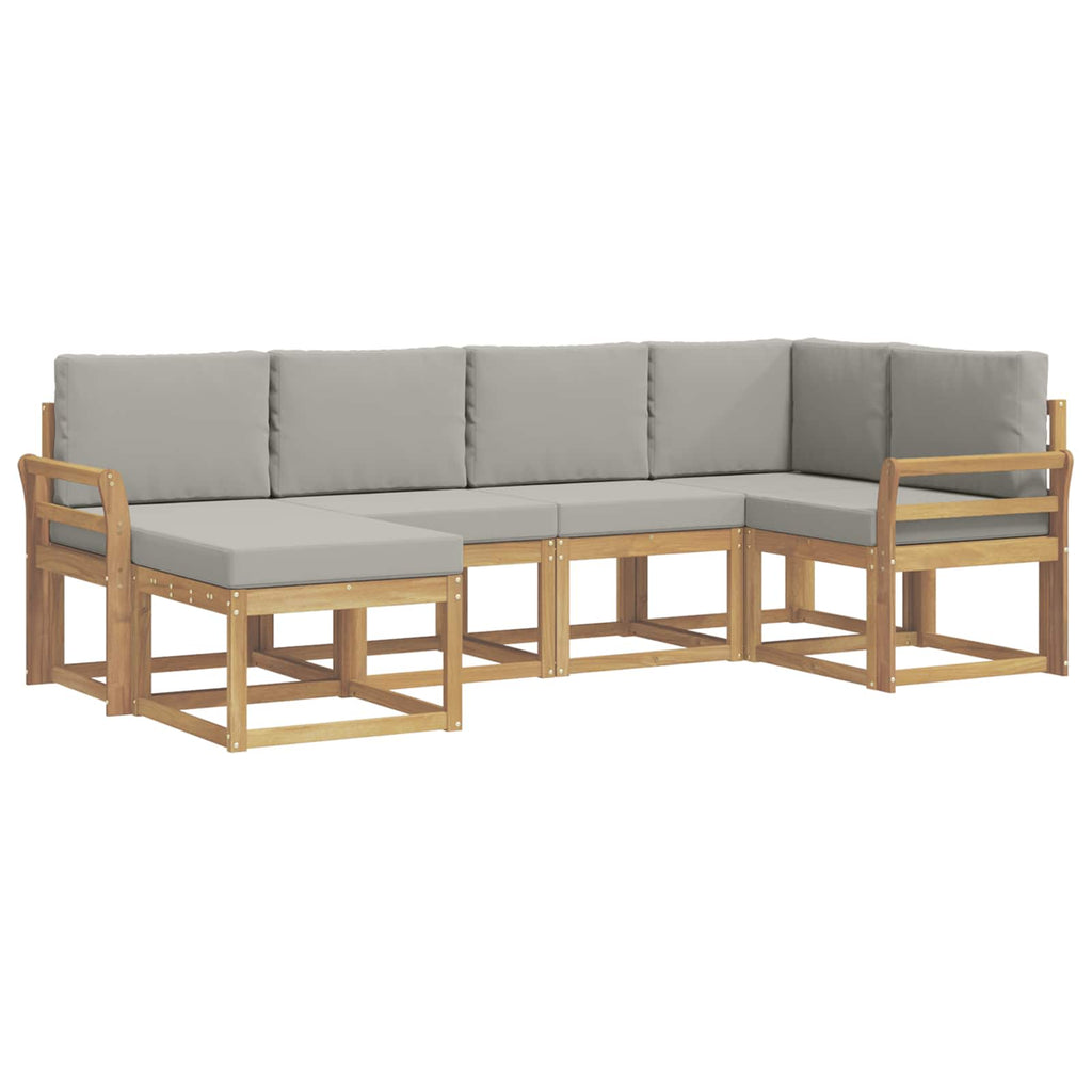 Outdoor-Sofagarnitur 6 pcs Weiß und Hellgrau