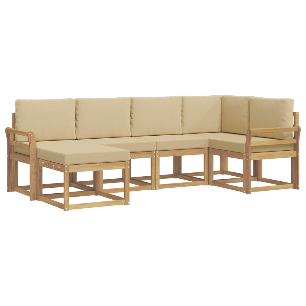 Outdoor-Sofagarnitur mit Kissen 6 pcs Weiß und Beige Polyester