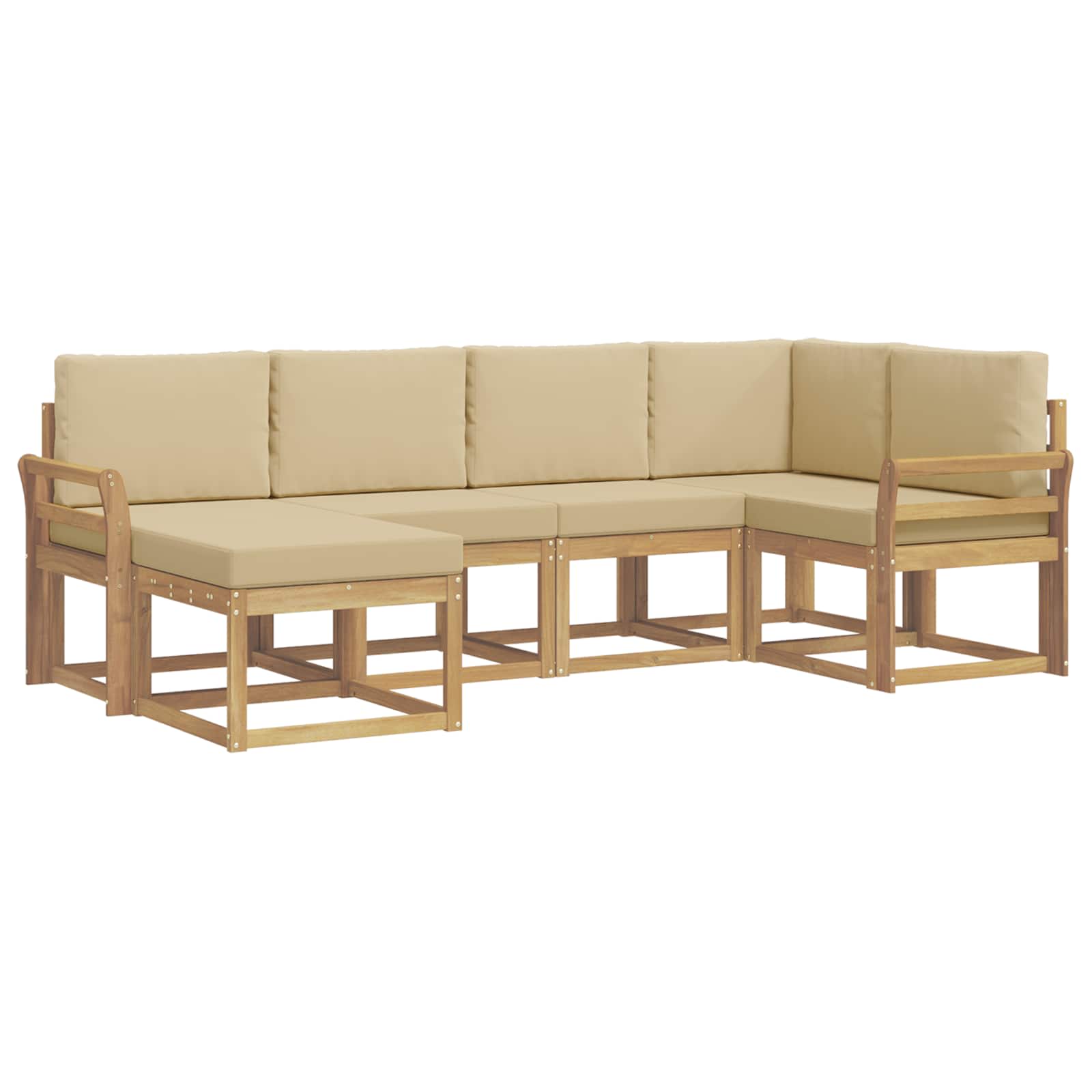 Outdoor-Sofagarnitur mit Kissen 6 pcs Weiß und Beige Polyester