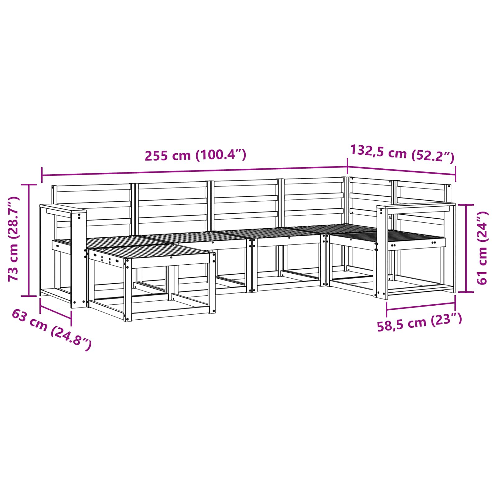 Outdoor-Sofagarnitur 6 pcs Weiß Massivholz Akazie