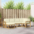 Outdoor-Sofagarnitur mit Kissen 6 pcs Weiß und Creme Polyester