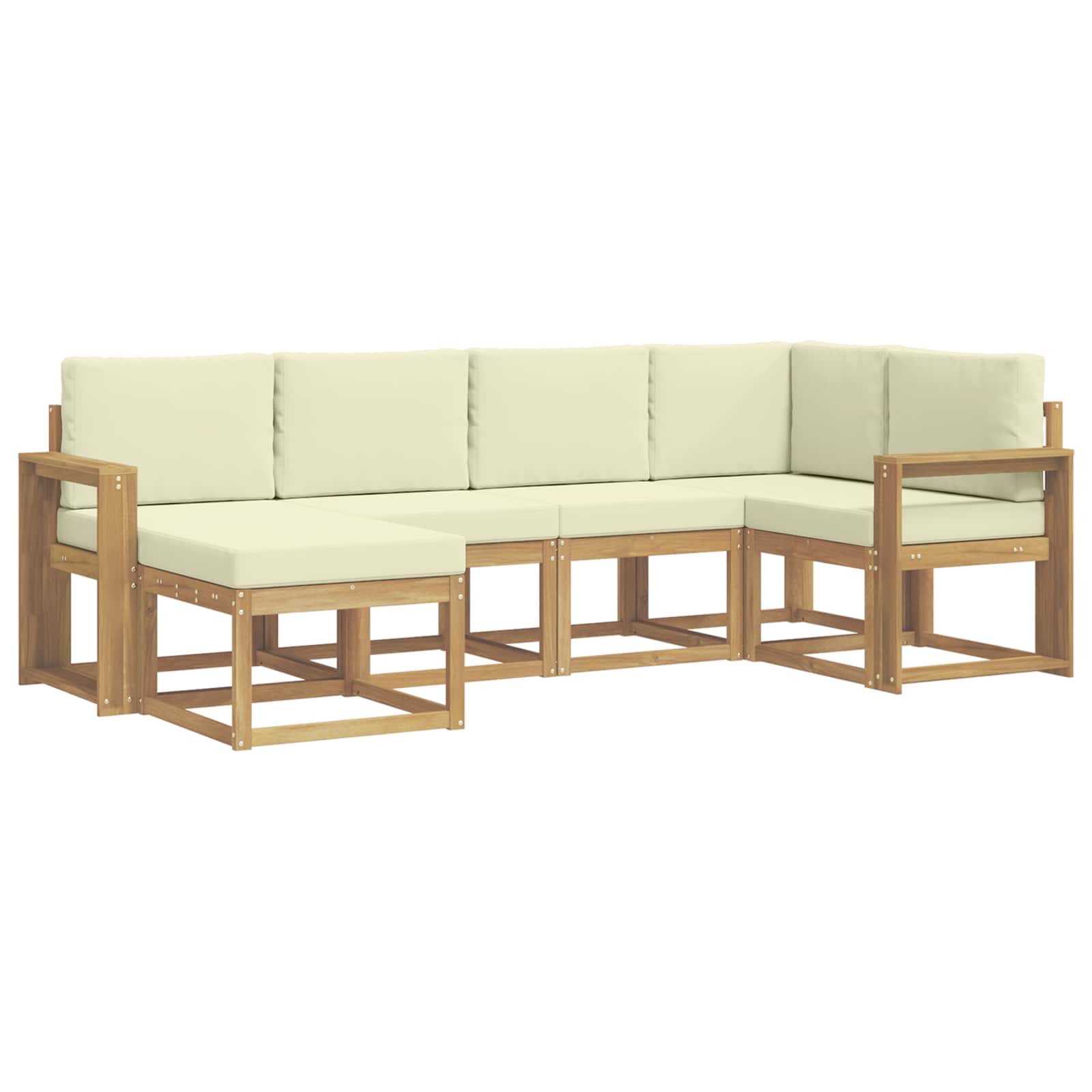 Outdoor-Sofagarnitur mit Kissen 6 pcs Weiß und Creme Polyester