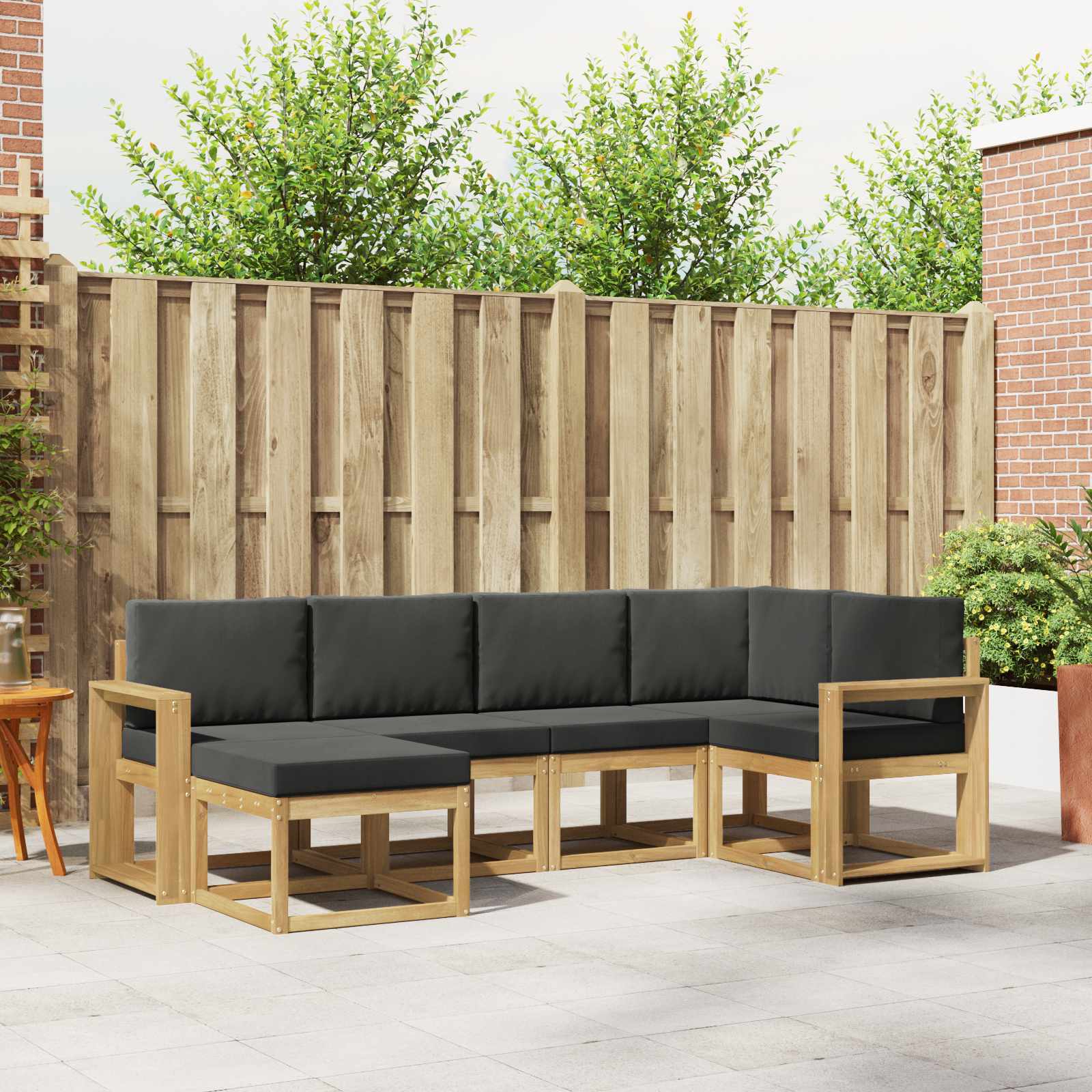 Outdoor-Sofagarnitur 6 pcs Weiß und Anthrazit Polyester