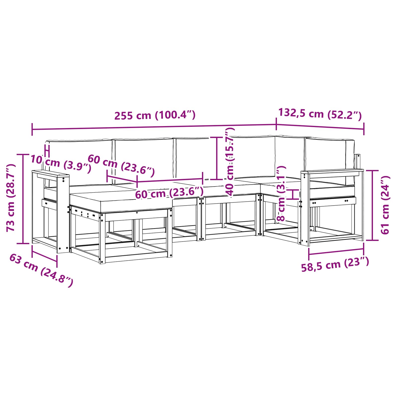Outdoor-Sofagarnitur 6 pcs Weiß und Anthrazit Polyester