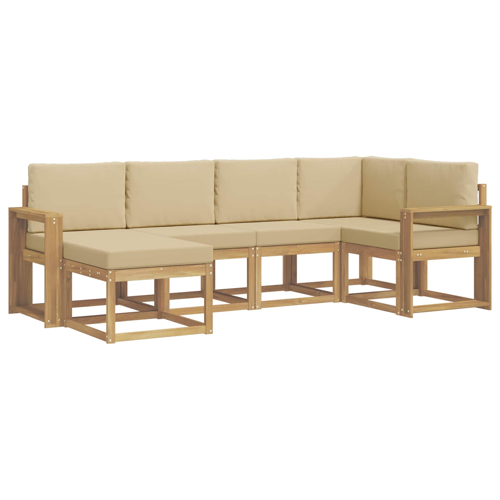 Outdoor-Sofagarnitur mit Kissen 6 pcs Weiß und Beige Polyester