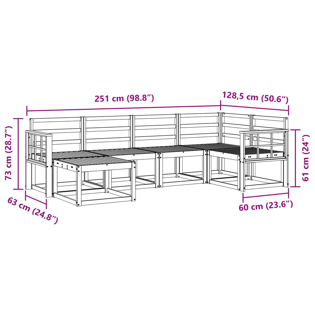 Outdoor-Sofagarnitur 6 pcs Weiß Massivholz Akazie