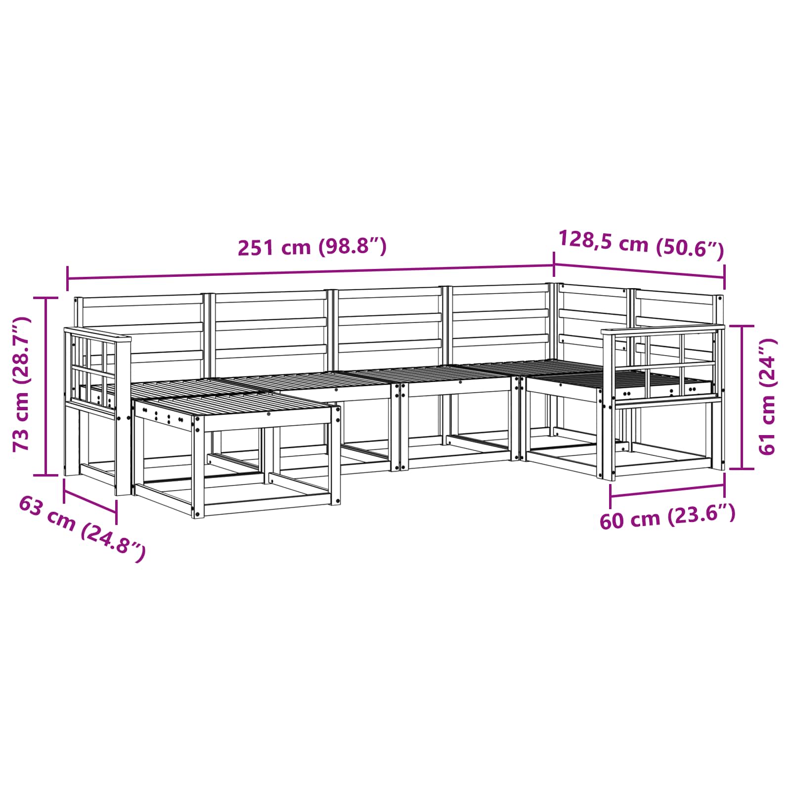 Outdoor-Sofagarnitur 6 pcs Weiß Massivholz Akazie