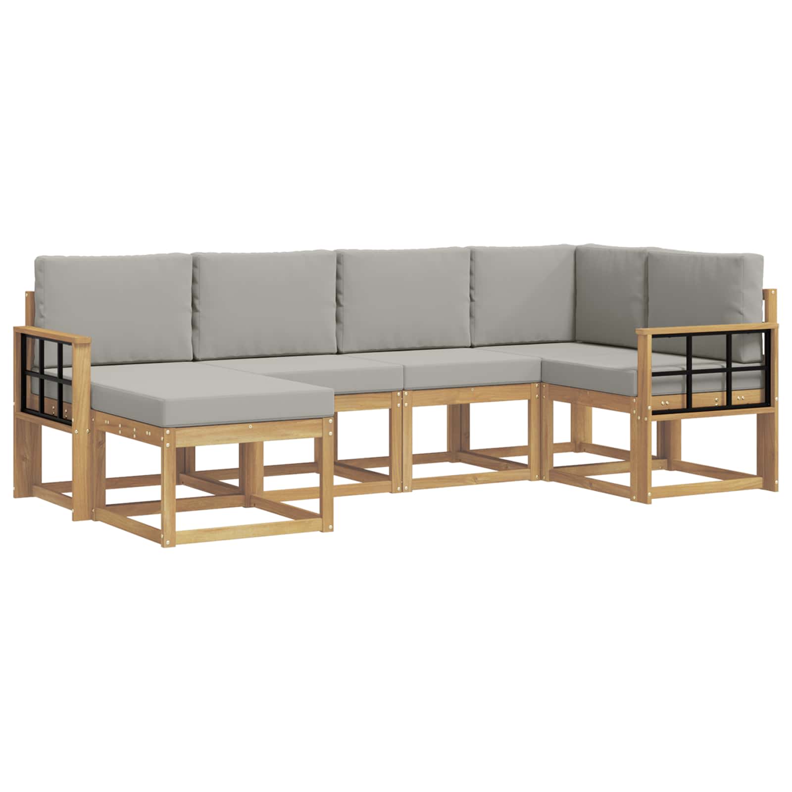 Outdoor-Sofagarnitur 6 pcs Weiß und Hellgrau