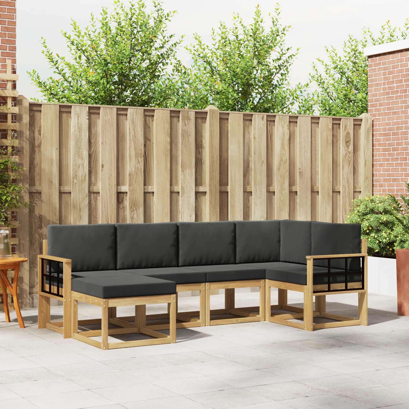 Outdoor-Sofagarnitur 6 pcs Weiß und Anthrazit Polyester