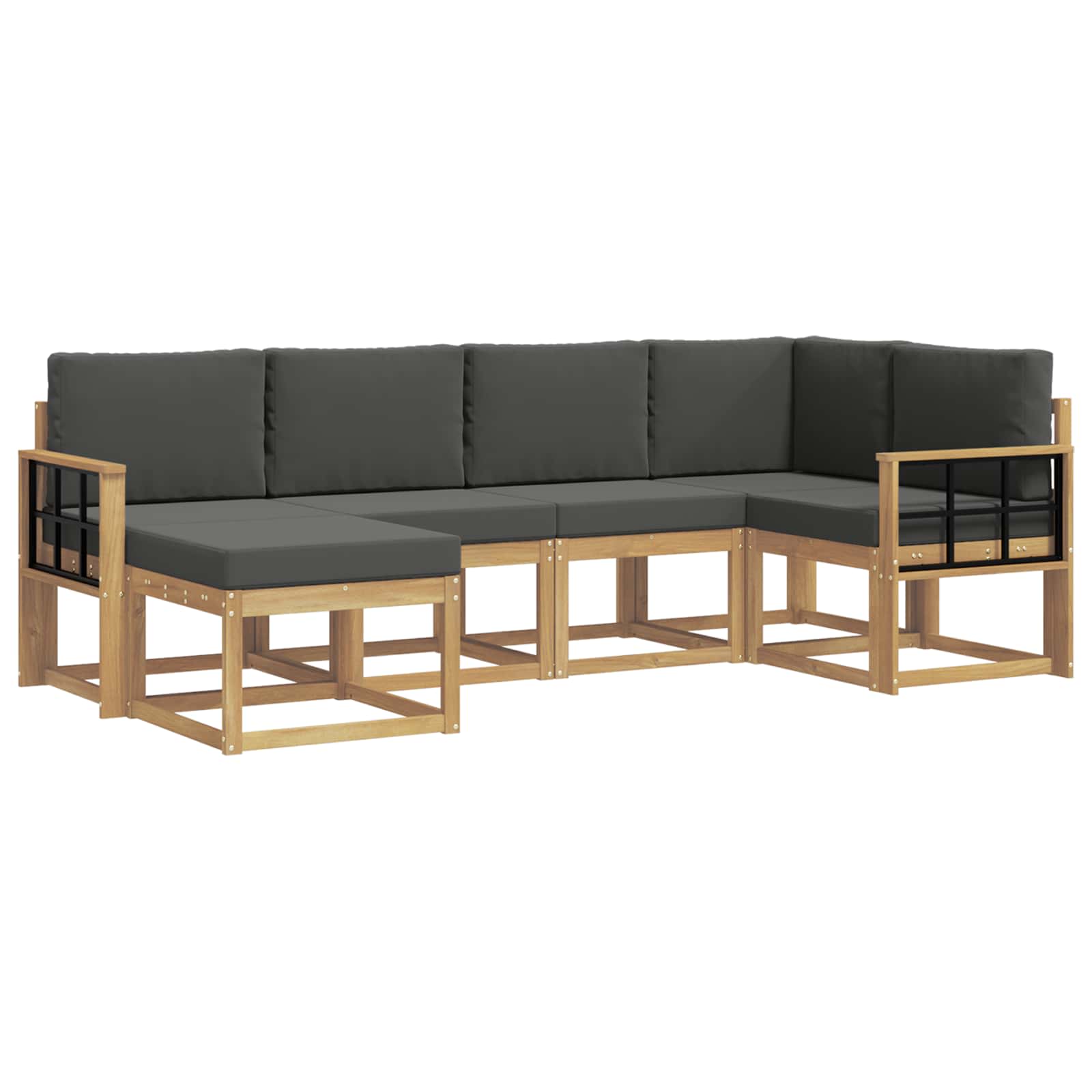 Outdoor-Sofagarnitur 6 pcs Weiß und Anthrazit Polyester