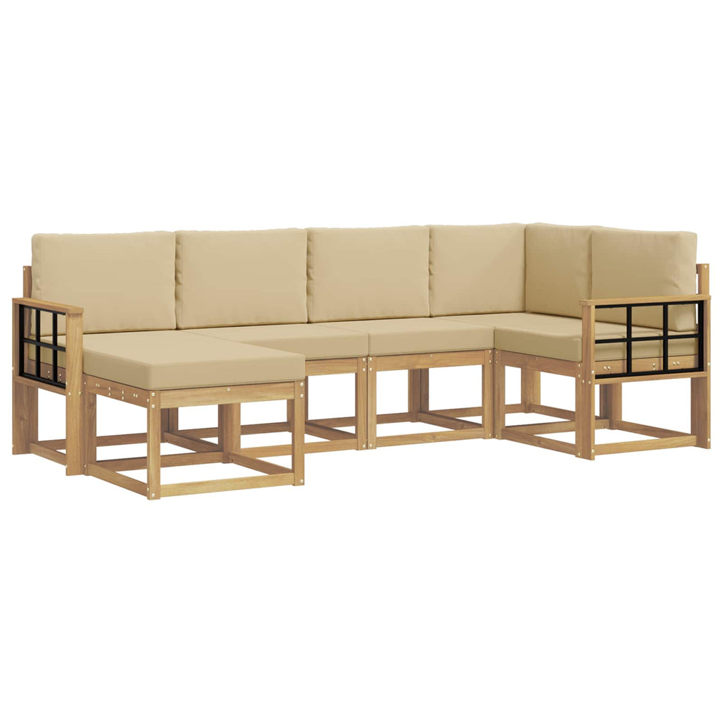 Outdoor-Sofagarnitur mit Kissen 6 pcs Weiß und Beige Polyester