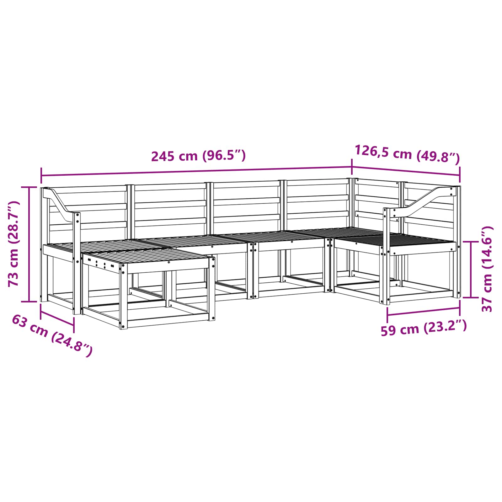 Outdoor-Sofagarnitur 6 pcs Weiß Massivholz Akazie