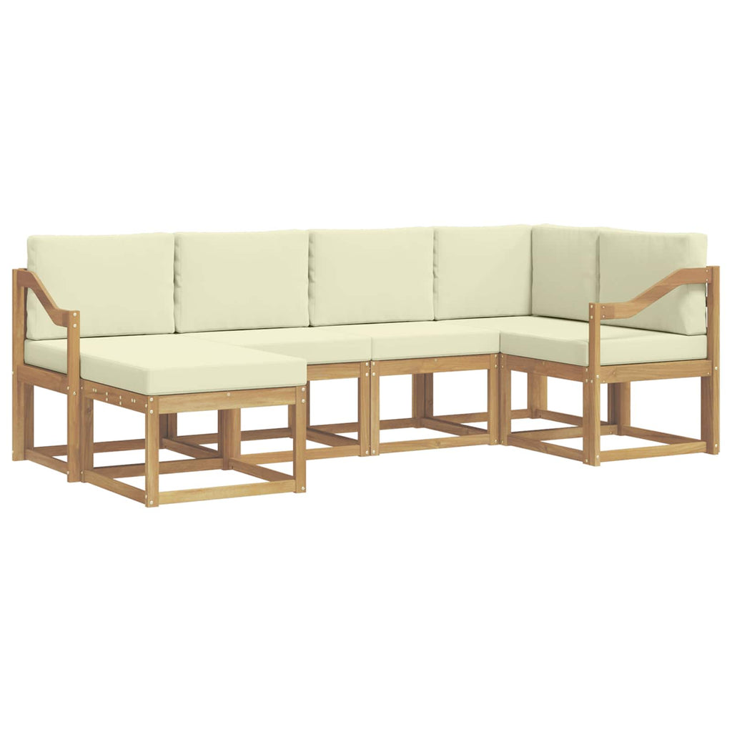 Outdoor-Sofagarnitur mit Kissen 6 pcs Weiß und Creme Polyester