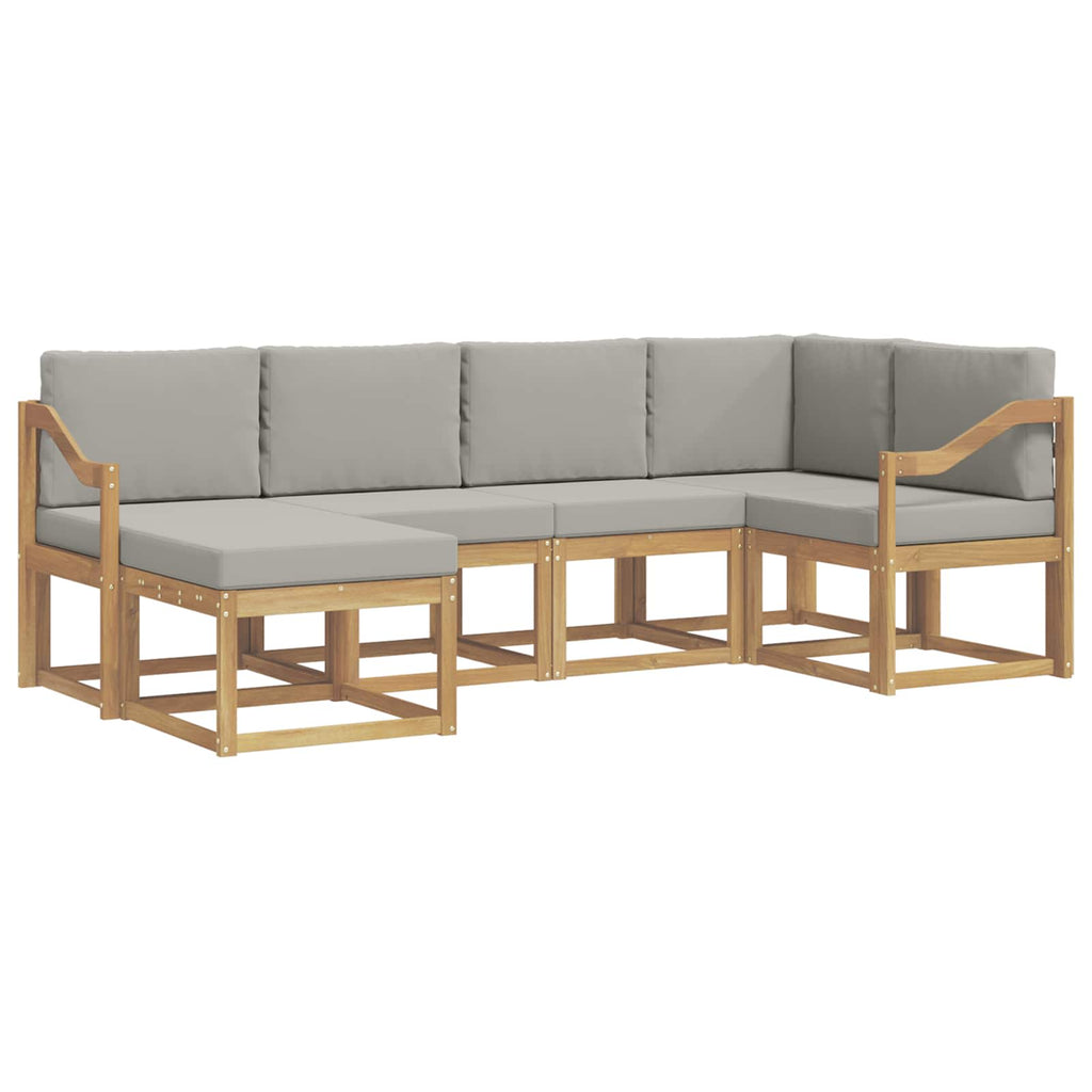 Outdoor-Sofagarnitur mit Kissen 6 pcs Weiß und Hellgrau