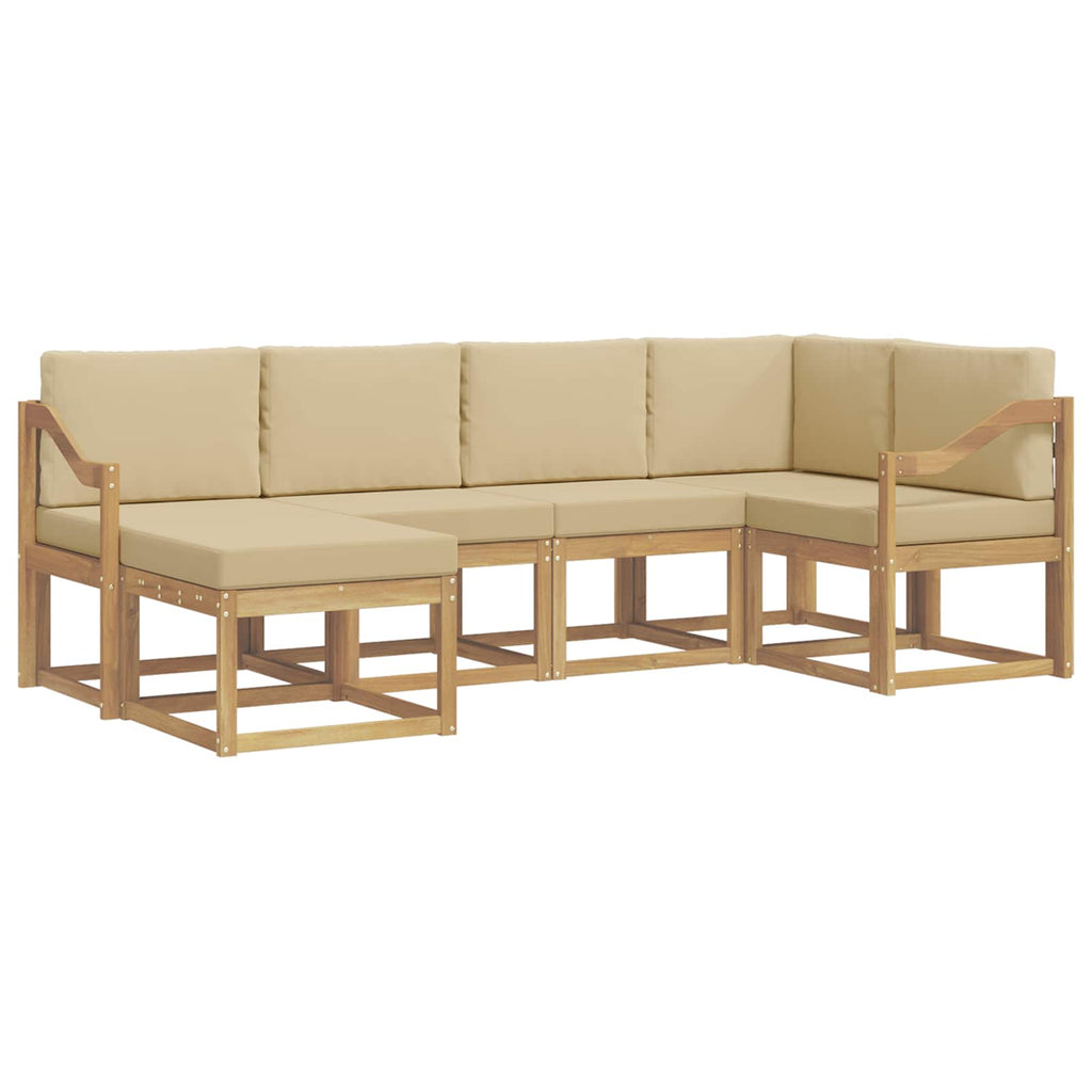 Outdoor-Sofagarnitur mit Kissen 6 pcs Weiß und Beige Polyester