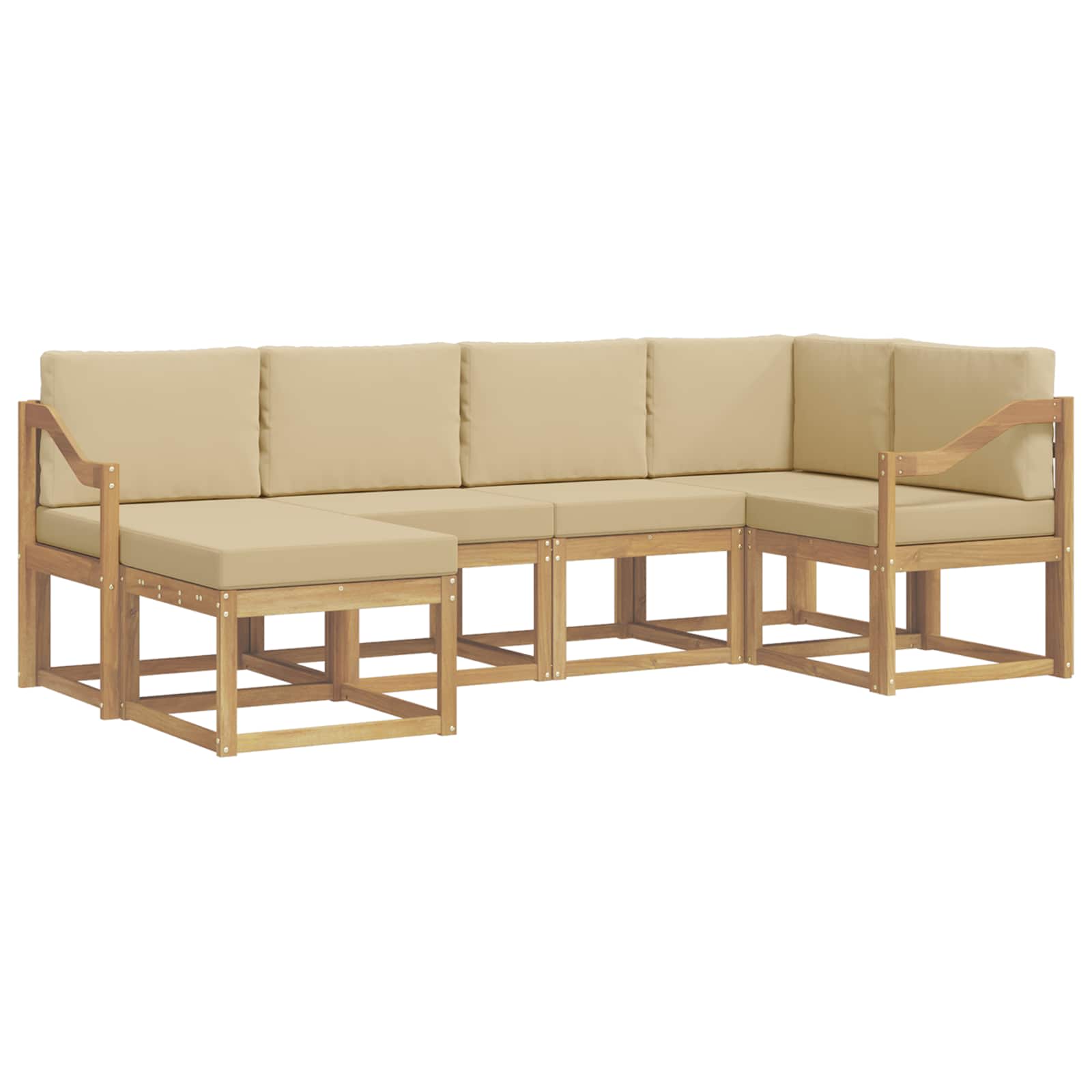 Outdoor-Sofagarnitur mit Kissen 6 pcs Weiß und Beige Polyester