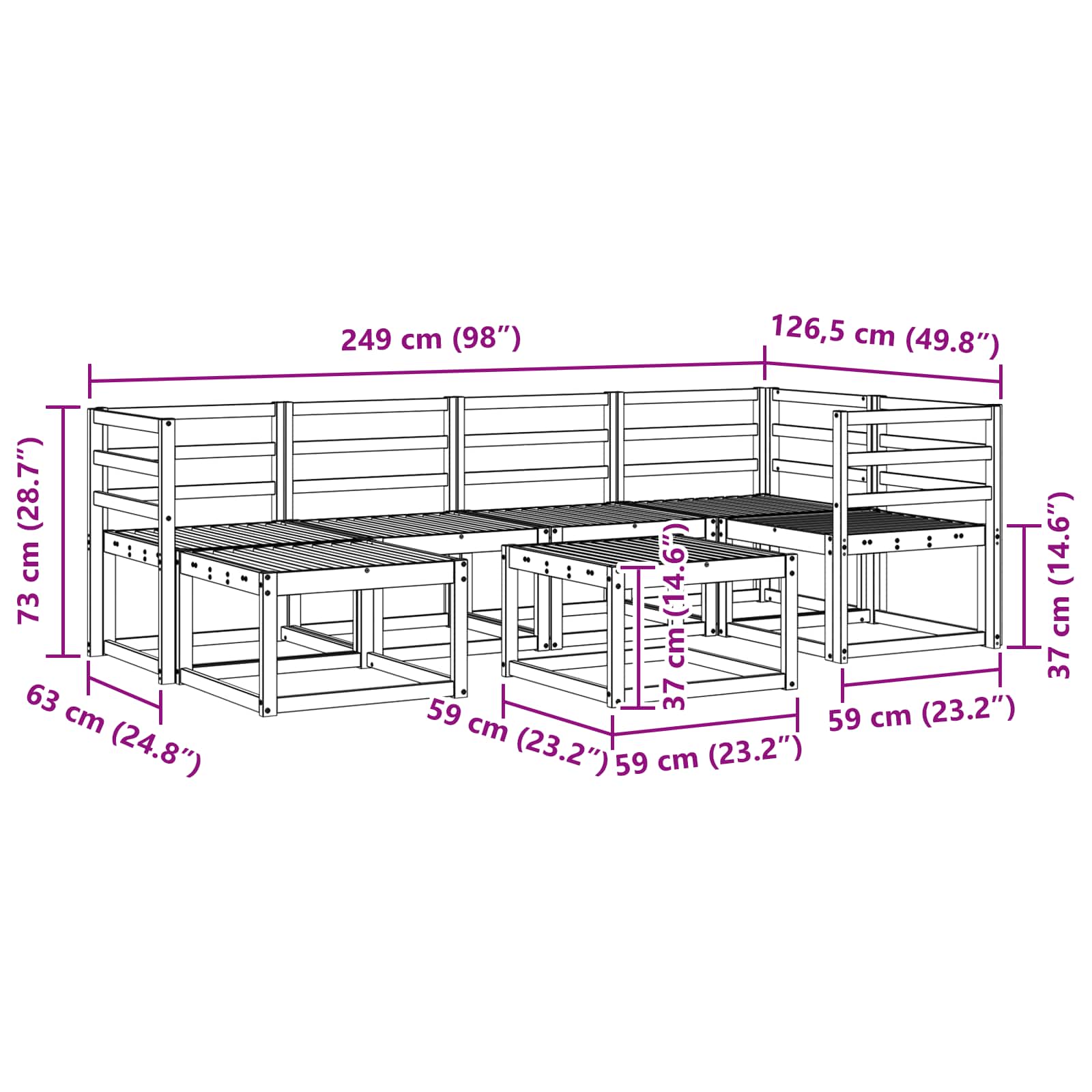 Outdoor-Sofagarnitur 7 pcs Weiß Massivholz Akazie