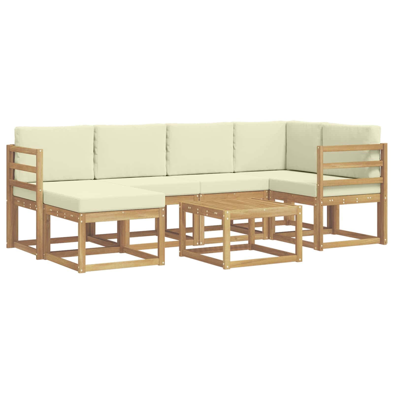Outdoor-Sofagarnitur 7 pcs Weiß und Creme Massivholz Akazie