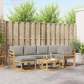 Outdoor-Sofagarnitur mit Kissen 7 pcs Weiß und Hellgrau