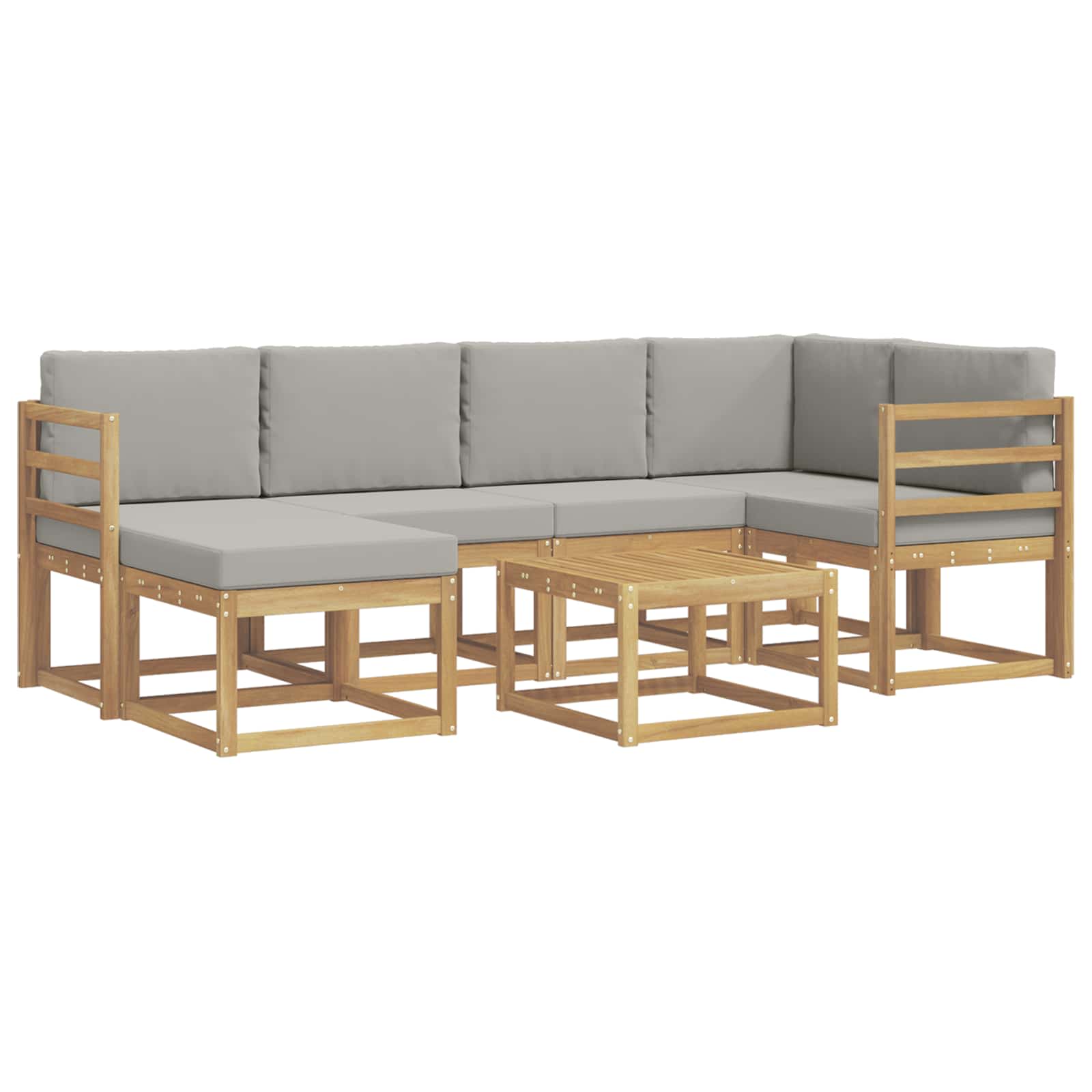 Outdoor-Sofagarnitur mit Kissen 7 pcs Weiß und Hellgrau