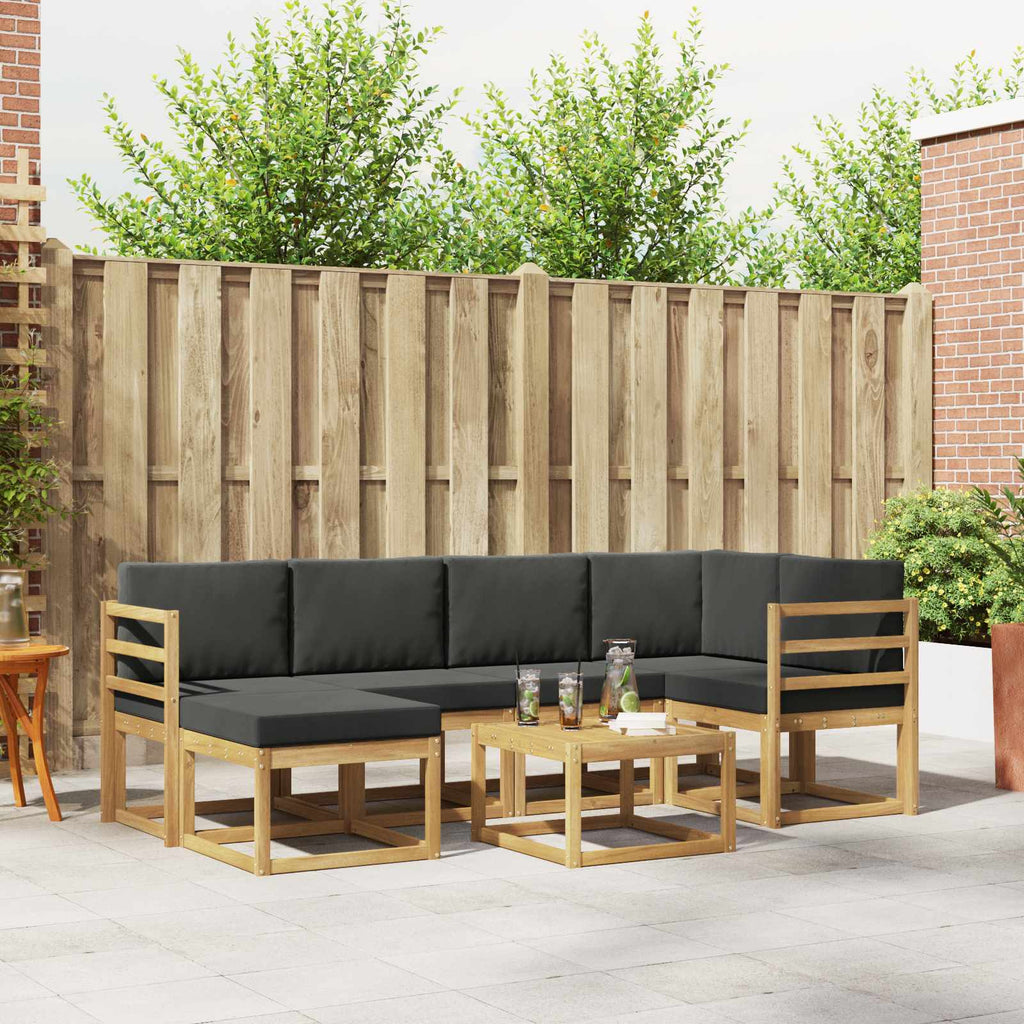 Outdoor-Sofagarnitur 7 pcs Weiß und Anthrazit Massivholz Akazie