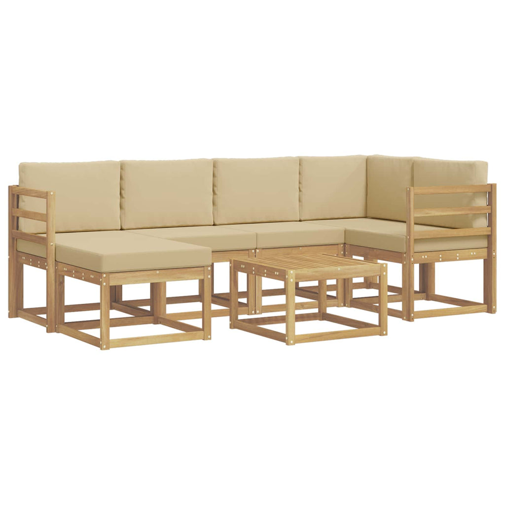 Outdoor-Sofagarnitur 7 pcs Weiß und Beige Massivholz Akazie