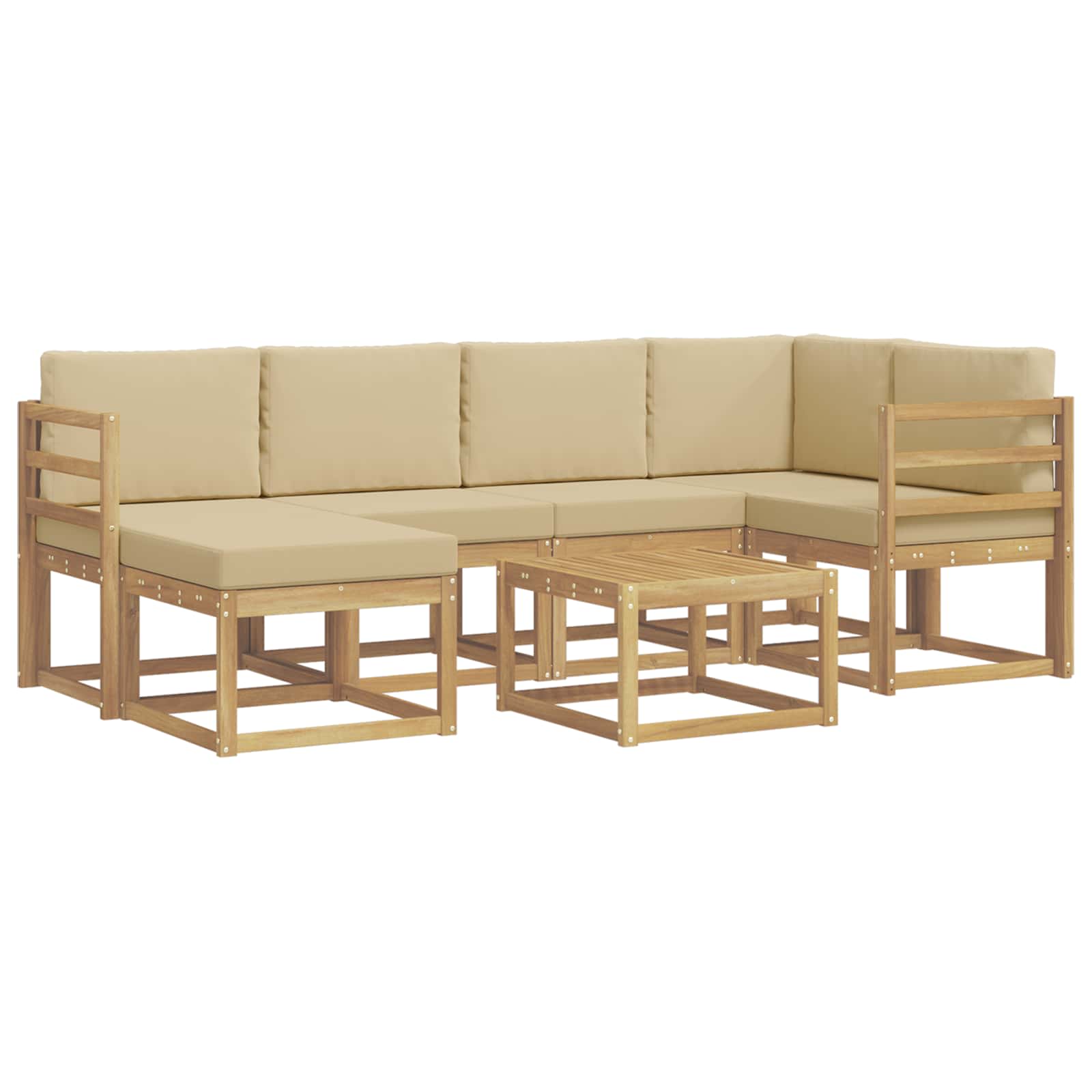 Outdoor-Sofagarnitur 7 pcs Weiß und Beige Massivholz Akazie