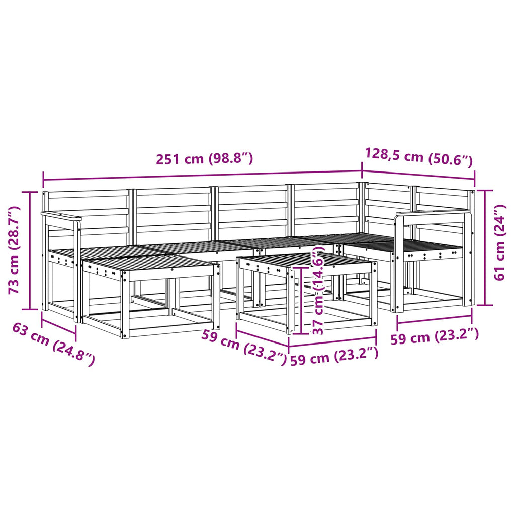 Outdoor-Sofagarnitur 7 pcs Weiß Massivholz Akazie