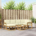 Outdoor-Sofagarnitur 7 pcs Weiß und Creme Massivholz Akazie