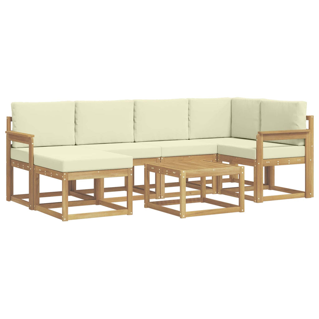 Outdoor-Sofagarnitur 7 pcs Weiß und Creme Massivholz Akazie