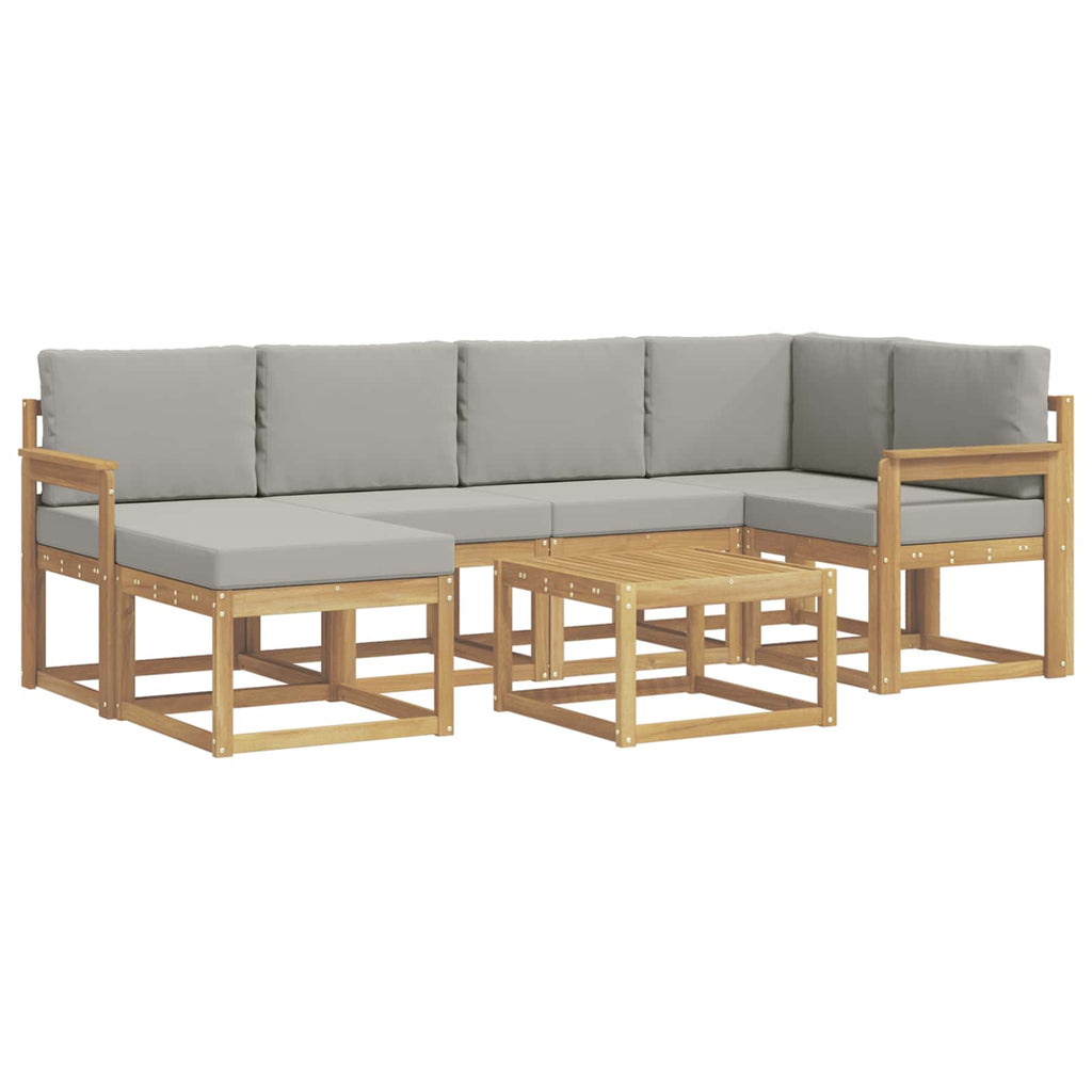 Outdoor-Sofagarnitur mit Kissen 7 pcs Weiß und Hellgrau