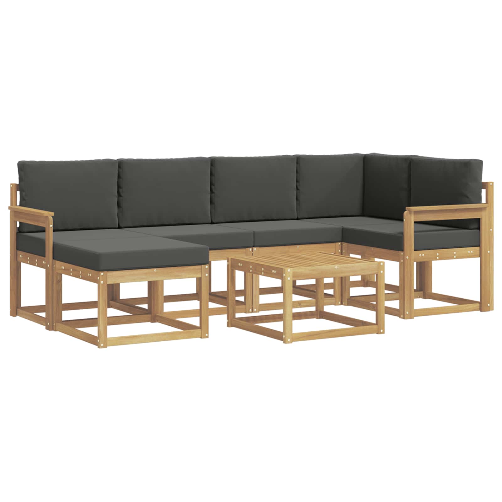 Outdoor-Sofagarnitur 7 pcs Weiß und Anthrazit Massivholz Akazie