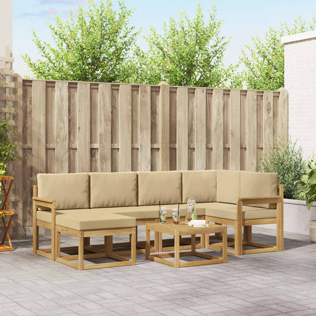 Outdoor-Sofagarnitur 7 pcs Weiß und Beige Massivholz Akazie