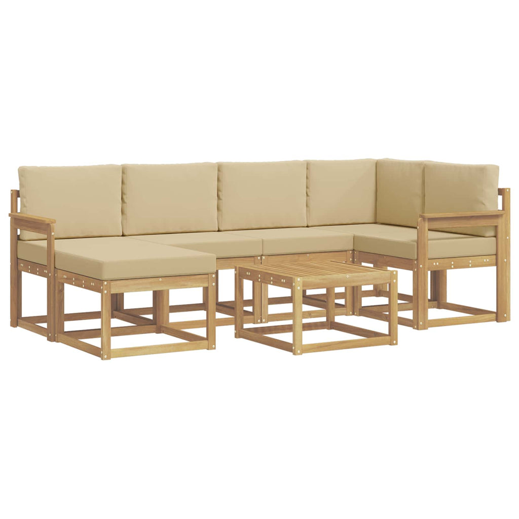 Outdoor-Sofagarnitur 7 pcs Weiß und Beige Massivholz Akazie