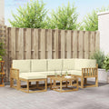 Outdoor-Sofagarnitur 7 pcs Weiß und Creme Massivholz Akazie