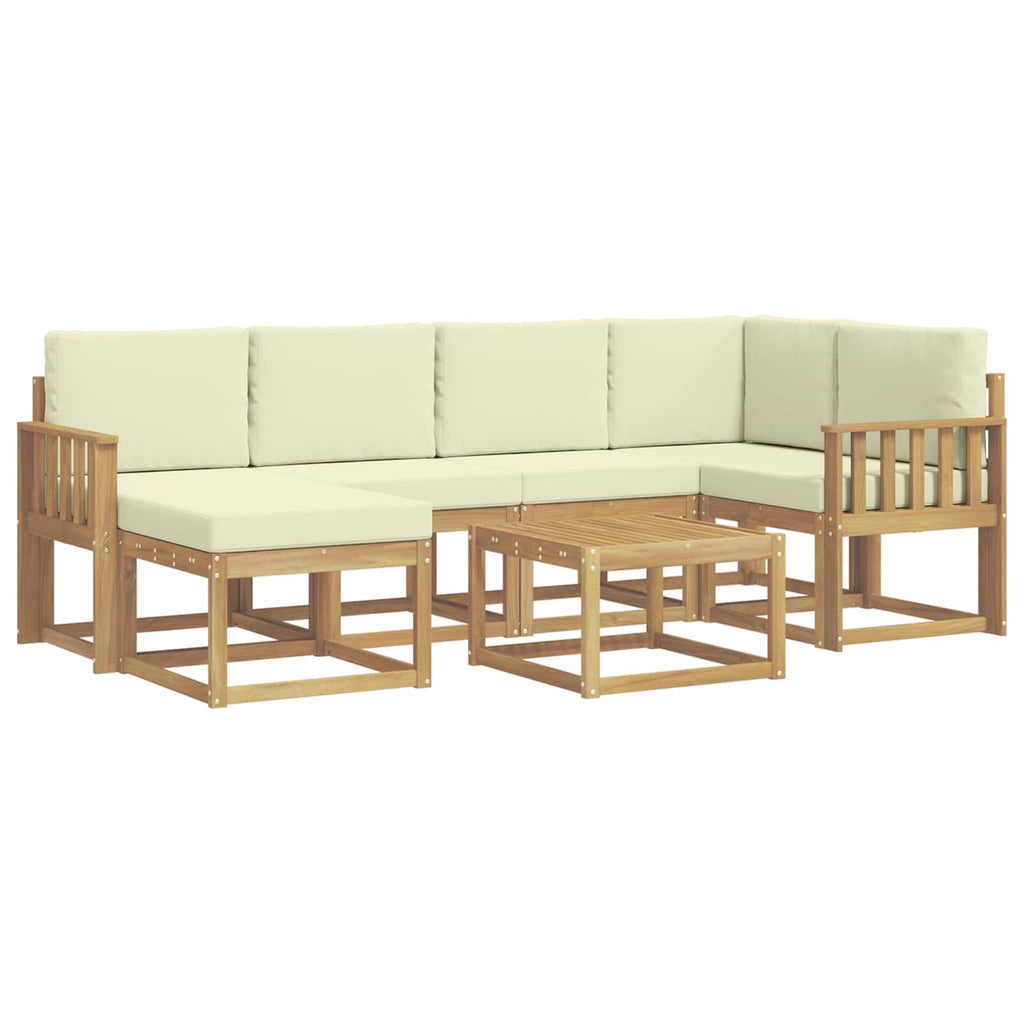 Outdoor-Sofagarnitur 7 pcs Weiß und Creme Massivholz Akazie