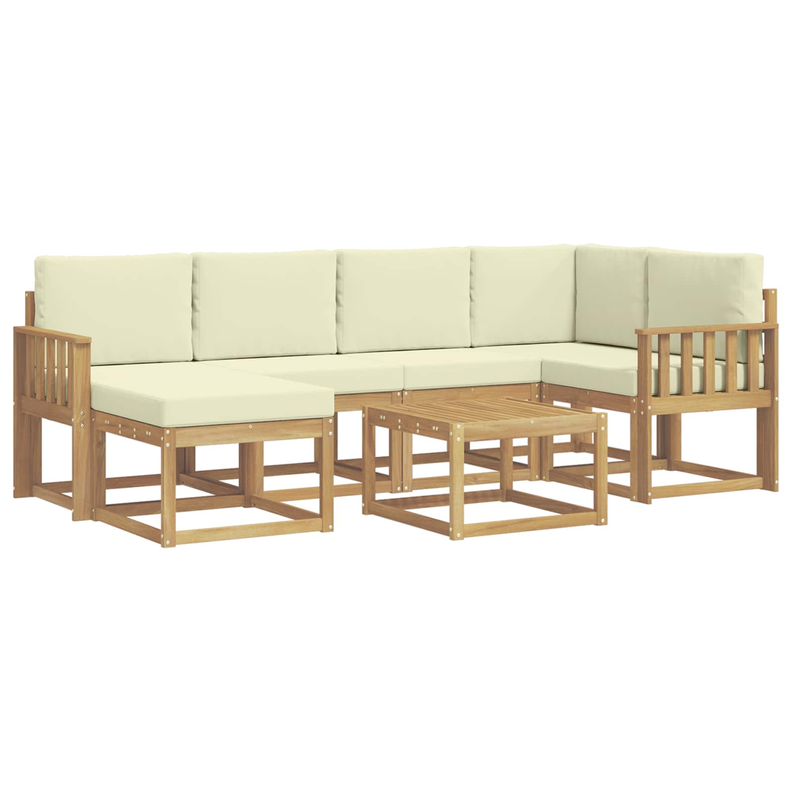 Outdoor-Sofagarnitur 7 pcs Weiß und Creme Massivholz Akazie